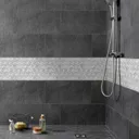 Ultimate Grey & white Polished Marble effect Natural stone Mosaic tile sheet, (L)293mm (W)253mm