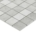 Kontainer Light grey Matt Concrete effect Porcelain 5x5 Mosaic tile sheet, (L)305mm (W)305mm