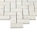 Real tumbled travertine Beige Natural stone Mosaic tile sheet, (L)310mm (W)285mm