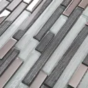 Foxe Grey muretto Glass & stainless steel Mosaic tile sheet, (L)300mm (W)300mm