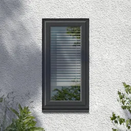 GoodHome Clear Double glazed Grey uPVC RH Window, (H)1040mm (W)610mm
