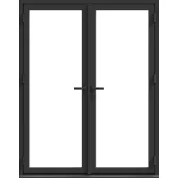 GoodHome Clear Double glazed Grey Aluminium External French Patio door & frame, (H)2090mm (W)1490mm