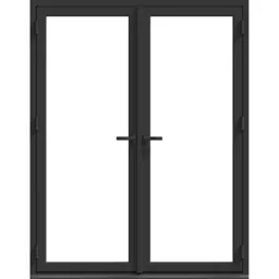 GoodHome Clear Double glazed Grey Aluminium External French Patio door & frame, (H)2090mm (W)1790mm