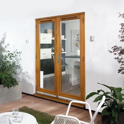 GoodHome Clear Double glazed Hardwood Right-hand Patio door & frame, (H)2094mm (W)1494mm