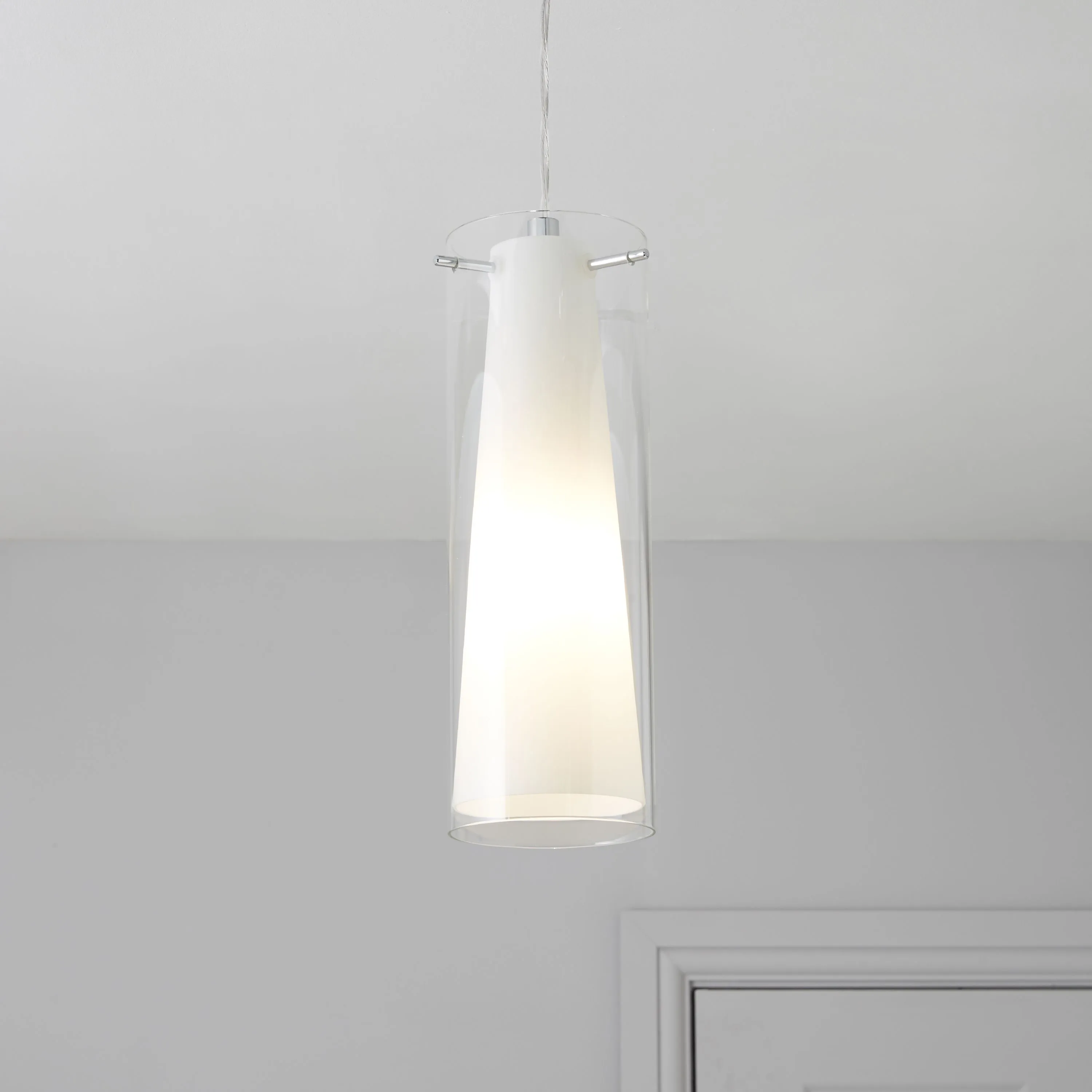 Dimonika White Chrome effect Pendant ceiling light, (Dia)110mm