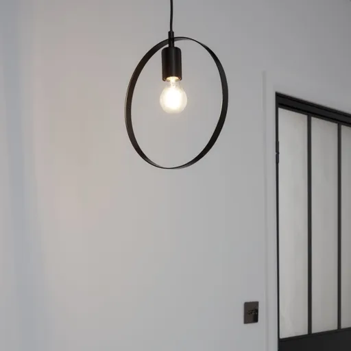 Kaitains Matt Black Pendant ceiling light, (Dia)280mm