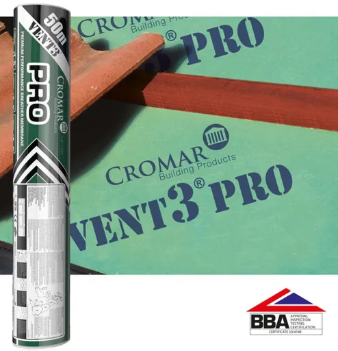 Cromar Vent 3 Pro Breathable Roofing Membrane 165gsm 50m2 1m x 50m