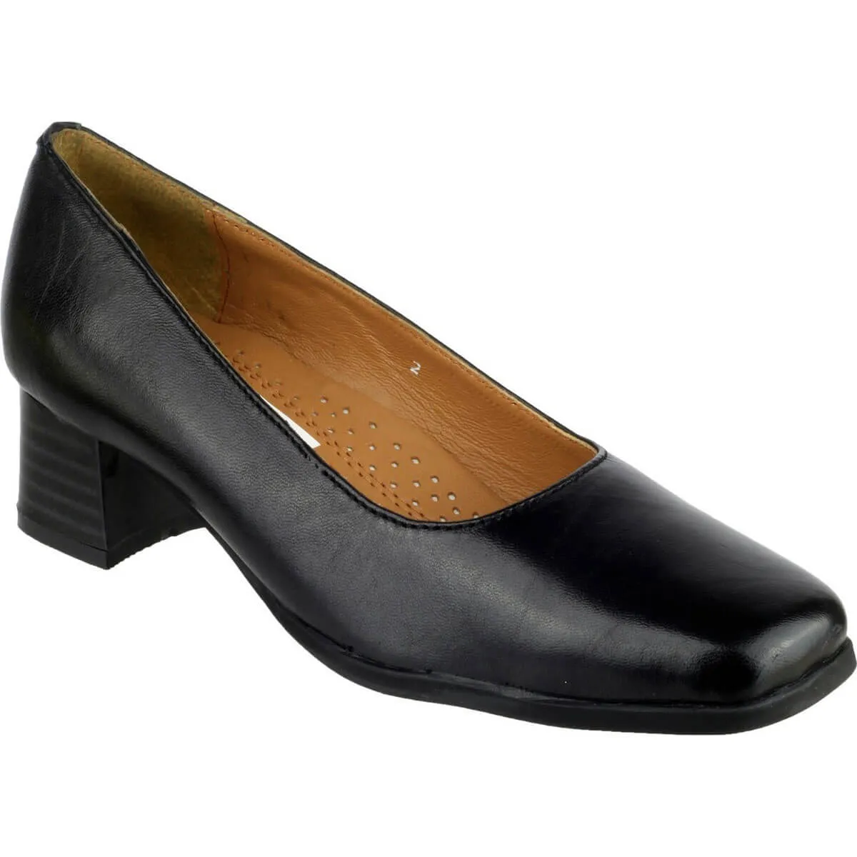 Amblers Walford Ladies Shoes Wide Fit Court - Black, Size 3