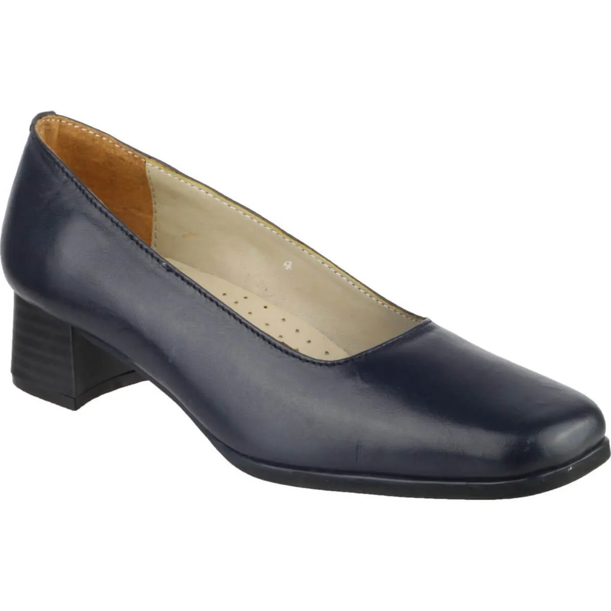 Amblers Walford Ladies Shoes Leather Court - Navy, Size 3