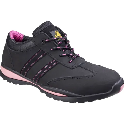 Amblers Safety FS47 Heat Resistant Lace Up Safety Trainer - Black / Pink, Size 8