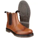 Amblers Mens Dalby Pull On Brogue Boots - Tan, Size 3