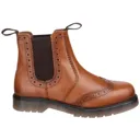 Amblers Mens Dalby Pull On Brogue Boots - Tan, Size 7
