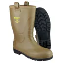 Amblers Mens Safety FS95 Waterproof PVC Pull On Safety Rigger Boots - Tan, Size 10