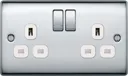 BG Chrome Double 13A Switched Socket & White inserts