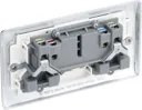 BG Chrome Double 13A Switched Socket & White inserts