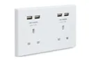 BG White Double 13A Unswitched USB socket x4