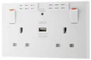 BG White 13A Raised square Switched Double WiFi extender socket with USB