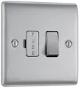 BG Brushed Steel 13A 2 way Raised slim profile Screwed Switched Fused connection unit