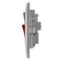 BG Brushed Steel Single Cooker switch & socket with neon & Grey inserts