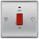 BG Brushed Steel 45A 1 way 1 gang Raised slim Cooker Switch with LED Indicator