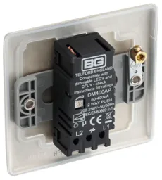 BG Nickel Raised slim profile Single 2 way 400W Dimmer switch