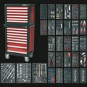 Sealey Premier 14 Drawer Roller Cabinet and Tool Chest + 1233 Piece Tool Kit - Black / Red