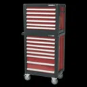 Sealey Premier 14 Drawer Roller Cabinet and Tool Chest + 1233 Piece Tool Kit - Black / Red