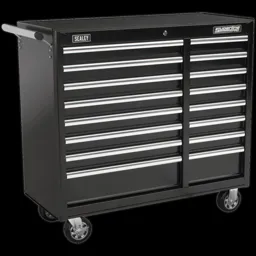 Sealey Superline Pro 16 Drawer Heavy Duty Roller Cabinet - Black