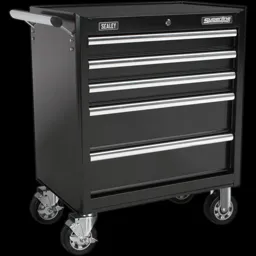 Sealey Superline Pro 5 Drawer Heavy Duty Roller Cabinet - Black