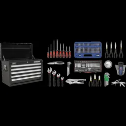 Sealey Superline Pro 5 Drawer Tool Chest + 138 Piece Tool Kit - Black