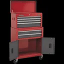 Sealey American Pro 6 Drawer Roller Cabinet and Tool Chest - Red / Grey