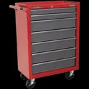 Sealey American Pro 7 Drawer Roller Cabinet - Red / Grey