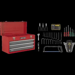 Sealey American Pro 3 Drawer Tool Chest + 93 Piece Tool Kit - Red / Grey