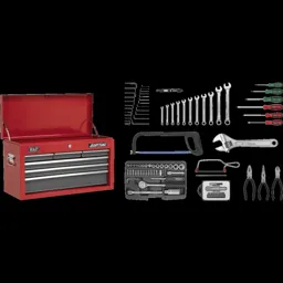 Sealey American Pro 6 Drawer Tool Chest + 97 Piece Tool Kits - Red / Grey
