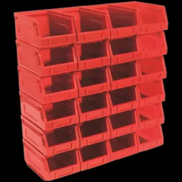 Sealey Plastic Storage Bin 105 x 165 x 83mm - RED, Pack of 24