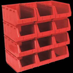 Sealey Plastic Storage Bin 209 x 356 x 164mm - RED, Pack of 12