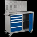 Sealey Premier Industrial Mobile Workstation 5 Drawer - Blue / Grey