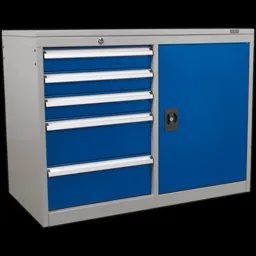Sealey Premier Industrial Cabinet and Locker 5 Drawer - Blue / Grey