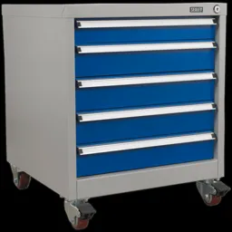 Sealey Premier Industrial Mobile Cabinet 5 Drawer - Blue / Grey