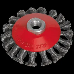 Sealey Conical Twisted Knot Wire Brush - 100mm, M14 Thread