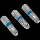 Sealey Pozi Colour Coded Screwdriver Bit - PZ3, 25mm, Pack of 3