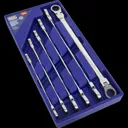 Sealey 6 Piece Extra Long Flexible Head Ratchet Ring Spanner Set
