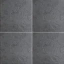 Cirque Black Matt Stone effect Ceramic Wall & floor Tile, Pack of 9, (L)333mm (W)333mm