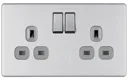 Colours 13A Stainless steel effect Double Indoor Switched Socket