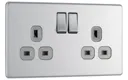 Colours 13A Stainless steel effect Double Indoor Switched Socket