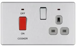 Colours 45A Brushed steel effect Cooker Switch