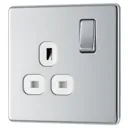 Colours Chrome effect Single 13A Switched Socket with White inserts