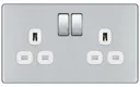 Colours Chrome Double 13A Screwless Switched Socket with White inserts