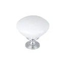 White Chrome effect Ceramic Round Furniture Knob (Dia)45mm