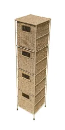 Natural Metal & seagrass Non-foldable Storage basket (H)880mm (W)230mm